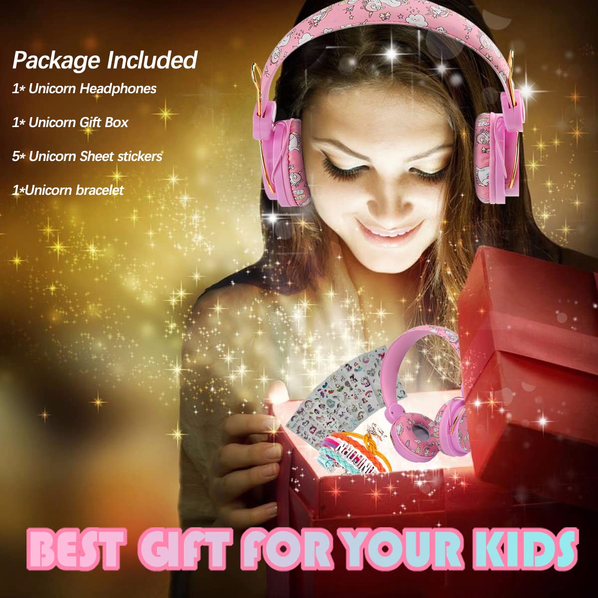SVYHUOK unicorn headphones with gift-ready packaging for birthdays