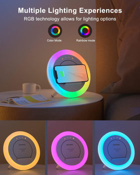 Swarmir size and scale on nightstand to visualize compact footprint and space-saving benefit