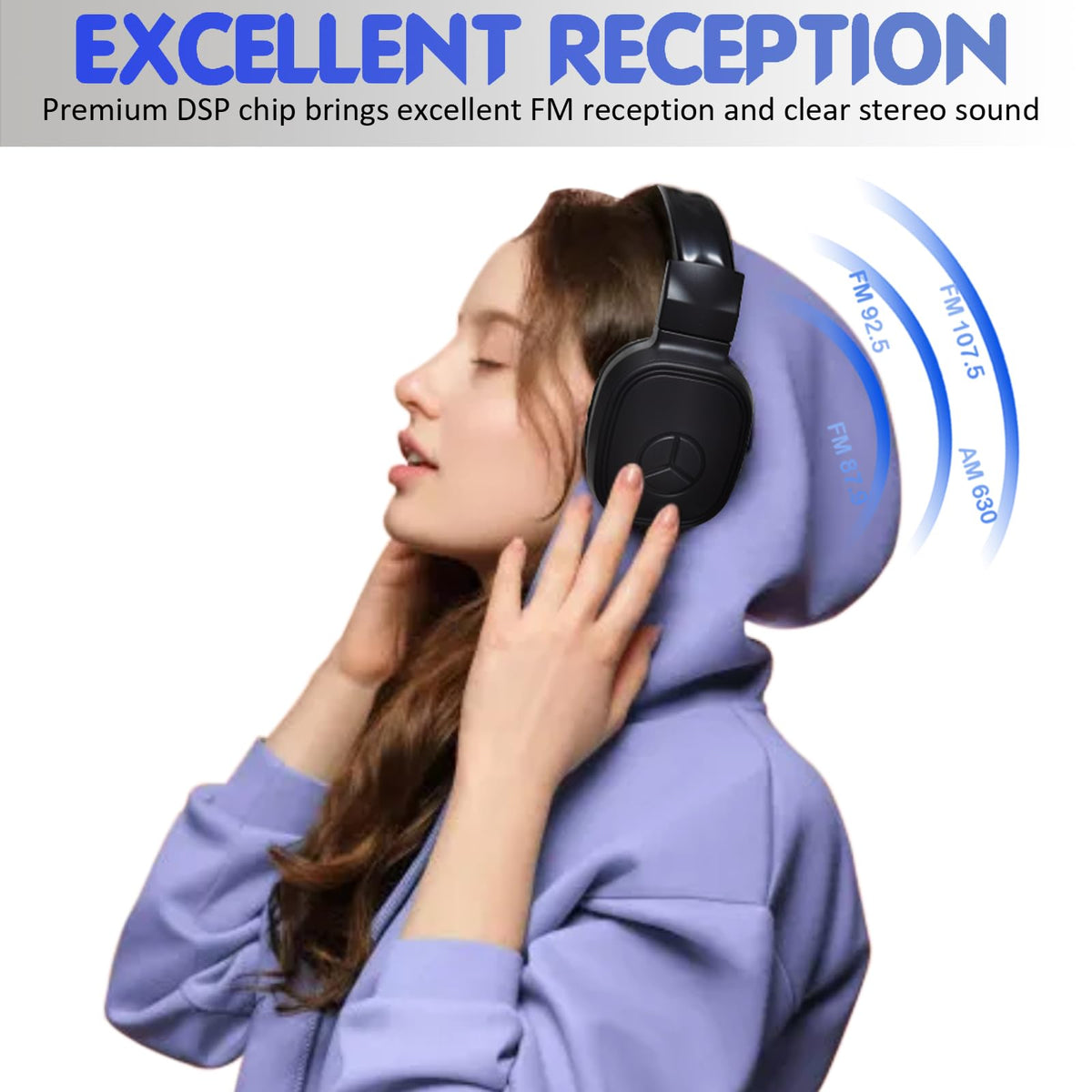 SWDSTP headphones with soft ear muffs for comfortable outdoor listening.