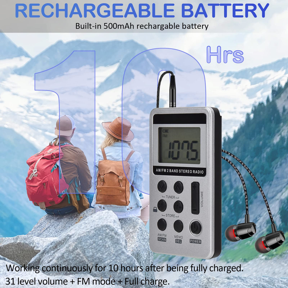 SWDSTP pocket radio with removable belt clip for hands-free carrying.