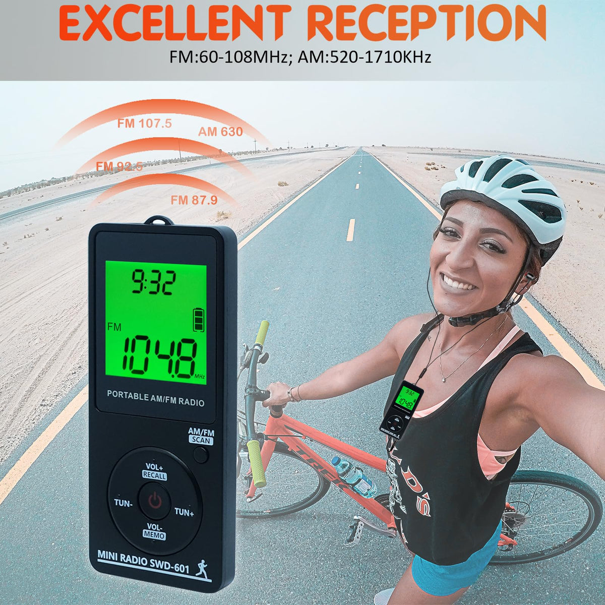 SWDSTP rechargeable radio with 400mAh battery for long listening sessions.
