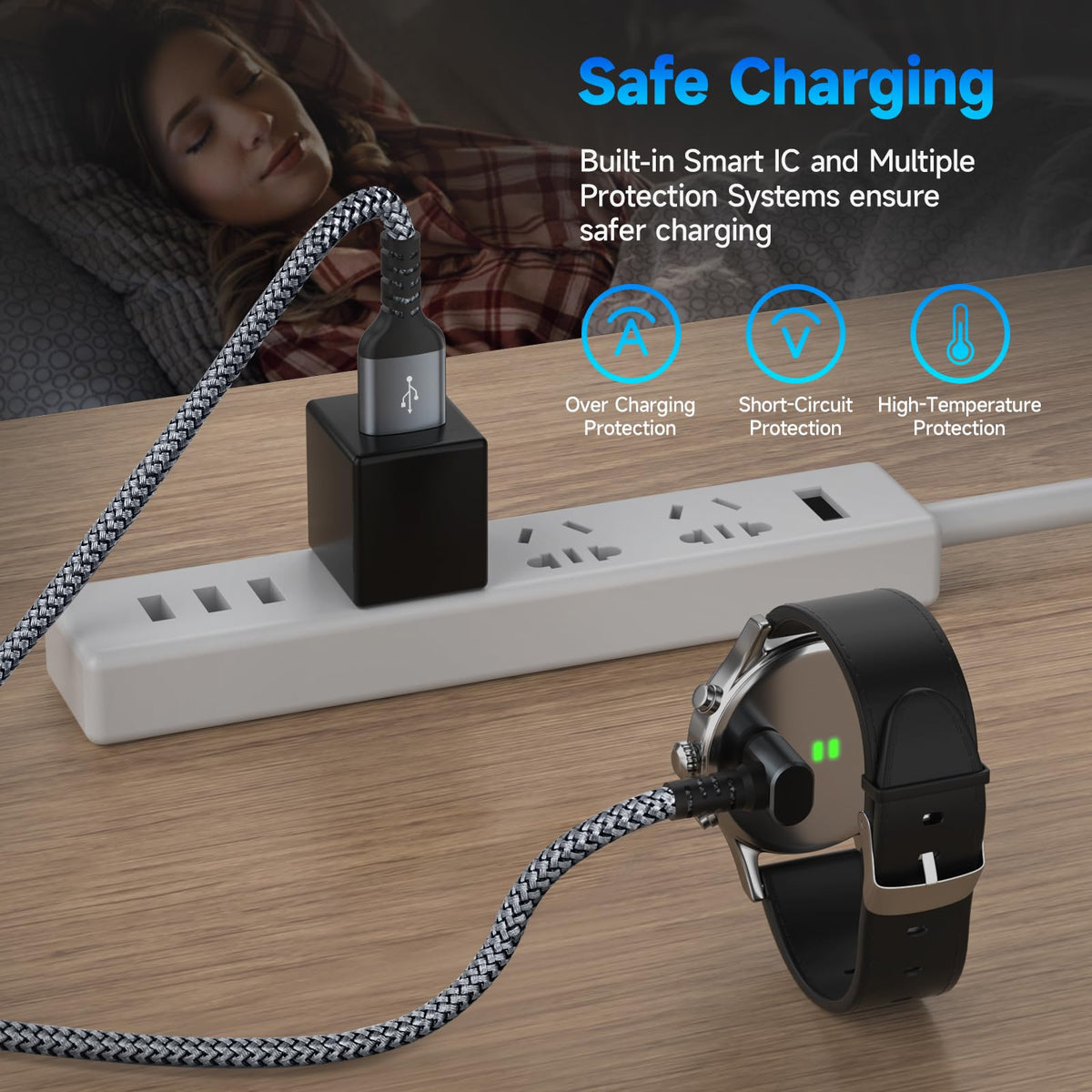 Sweguard garmin USB-C charging cable supports convenient charging from couch or desk.