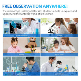 SWIFT microscope kit comes with slides, tools, and smartphone holder for photomicrography.