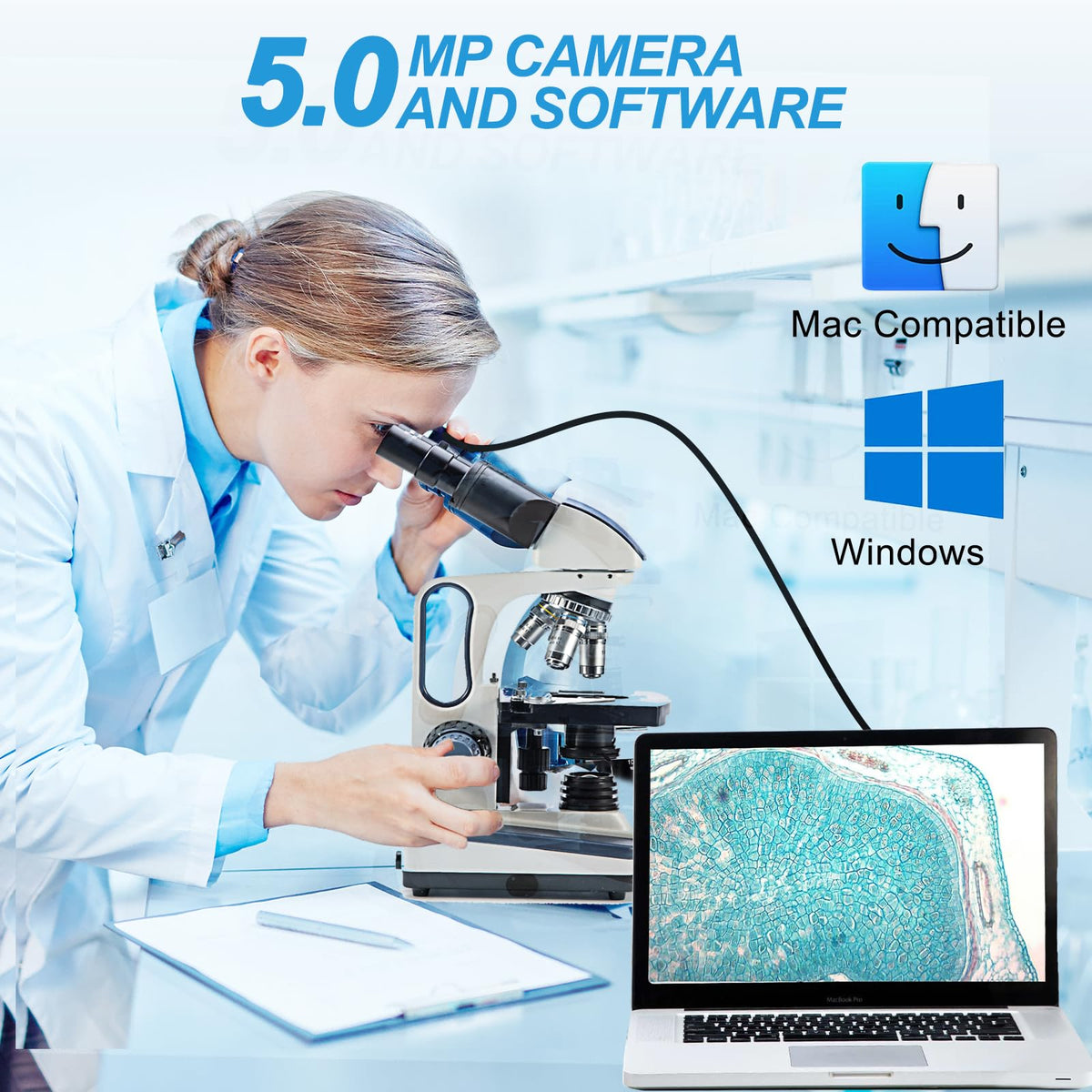 Swift 5MP USB camera with software for capture and editing.