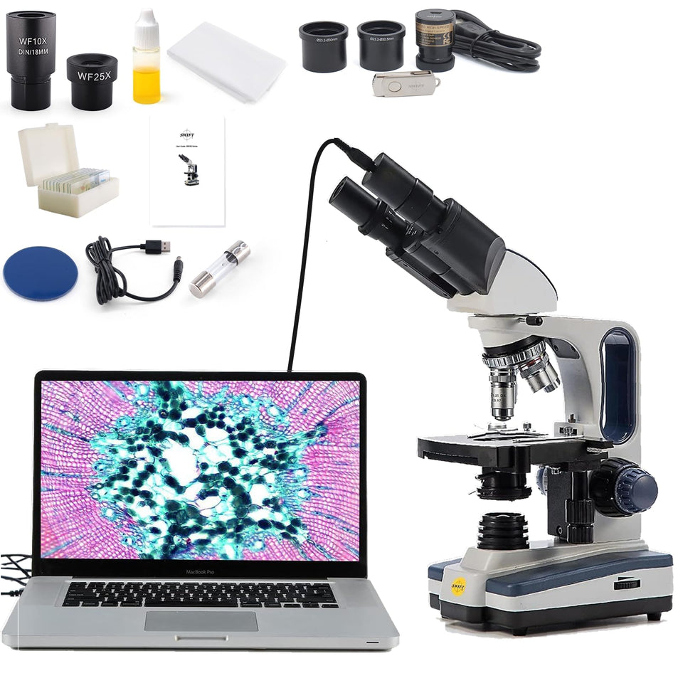 Swift digital binocular microscope front view for classroom and lab use.