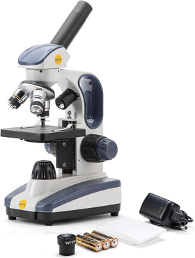 SWIFT SW200DL microscope overview showing sturdy build and cordless versatility.