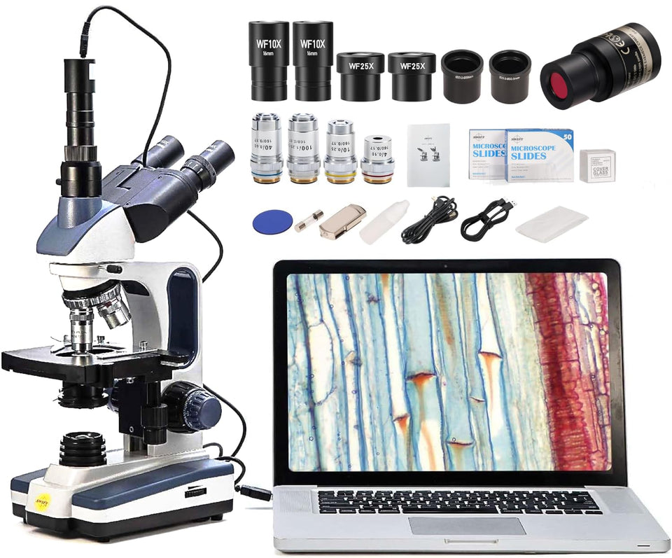 Swift SW350T trinocular microscope with 2MP camera for high-resolution imaging in labs