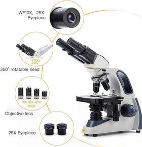 SWIFT SW380B four-din achromatic objectives deliver sharp images for detailed study.