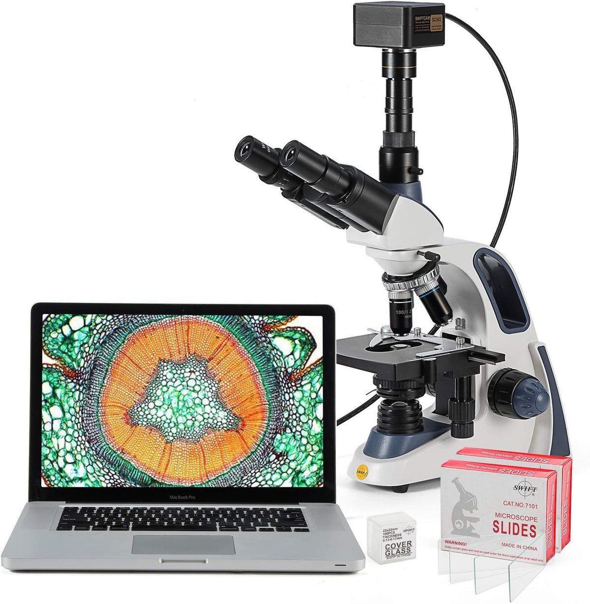 Swift SW380T base and two-layer stage for precise specimen movement.