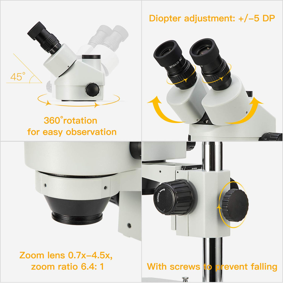 SWIFT zoom objective offers 7x–45x magnification for versatile inspection.