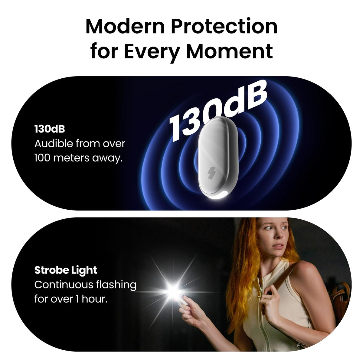 SwitchBot 130 dB safety alarm flashing light in low light