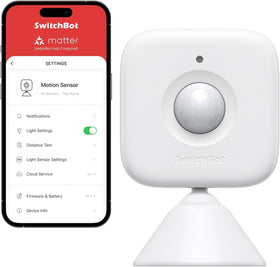 SwitchBot Smart Motion Door Sensor detects activity up to 30 feet for proactive room awareness.