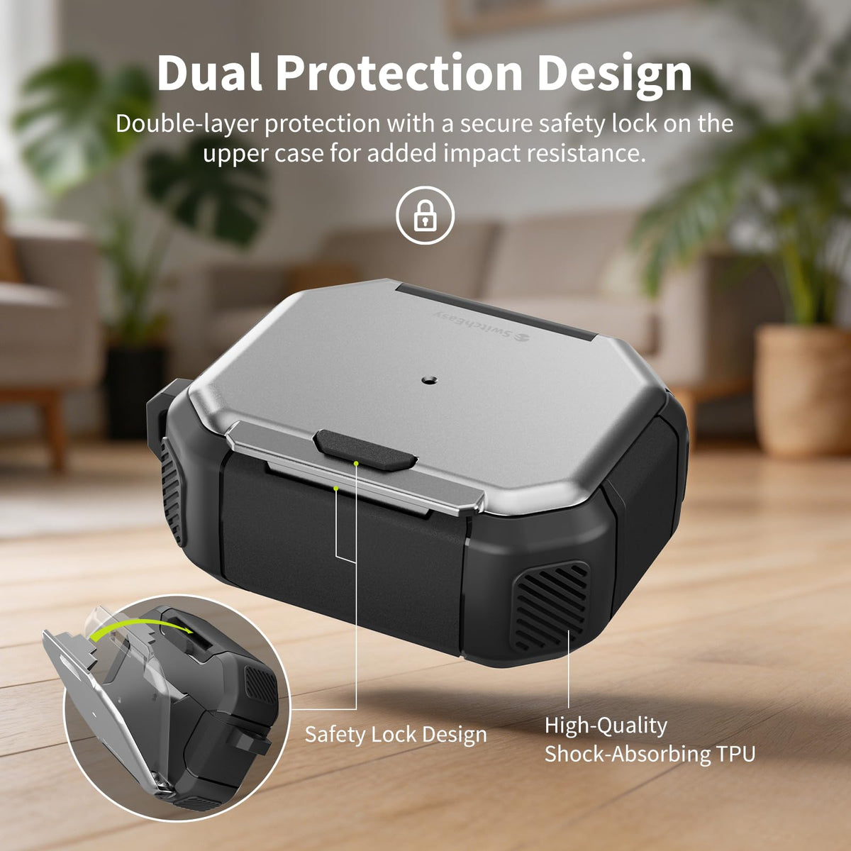 SwitchEasy Defender features aluminum-reinforced frame for added drop protection and durability.
