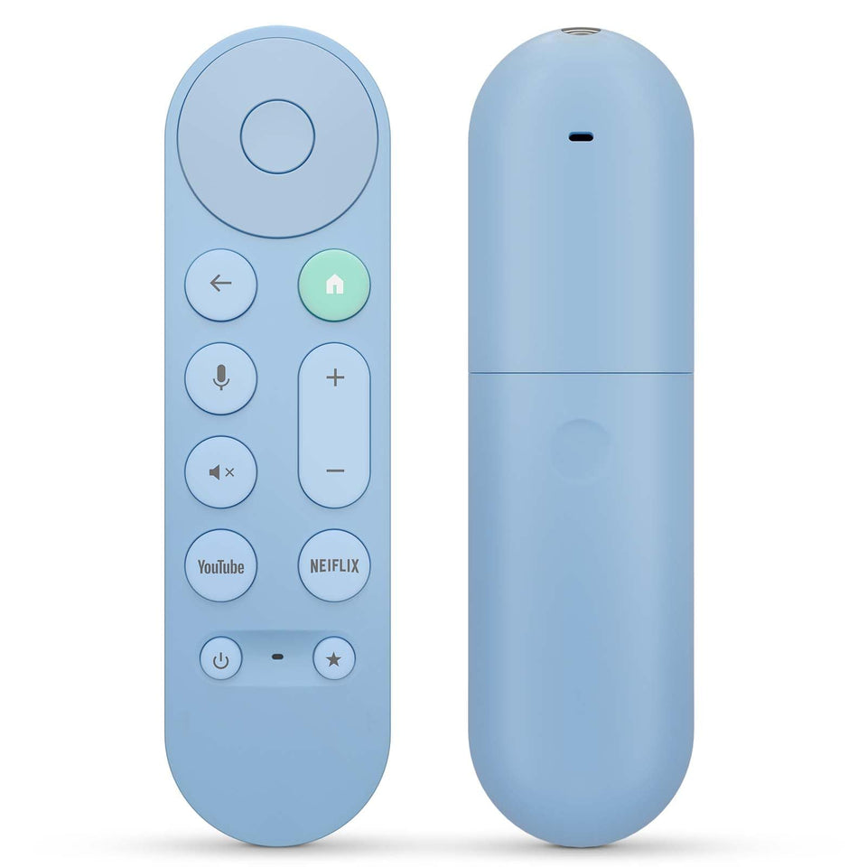 Swocny voice replacement remote for Chromecast—front view showing blue design for easy grip and quick access