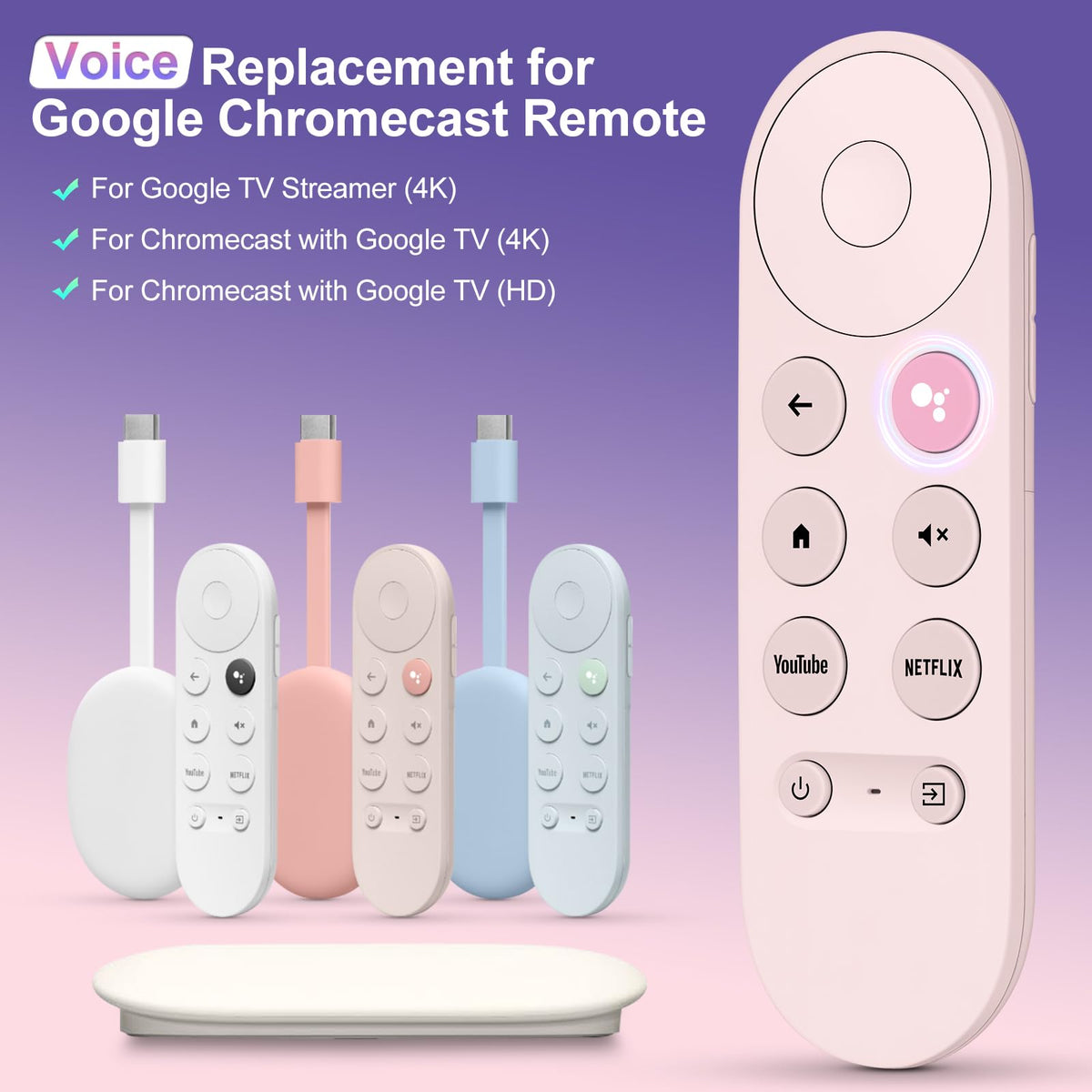 Swocny pink ergonomic design offers comfortable extended use with Google TV
