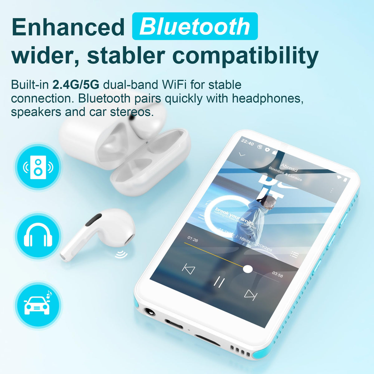 SWOFY 160GB MP3 Player compact design ideal for pockets and travel