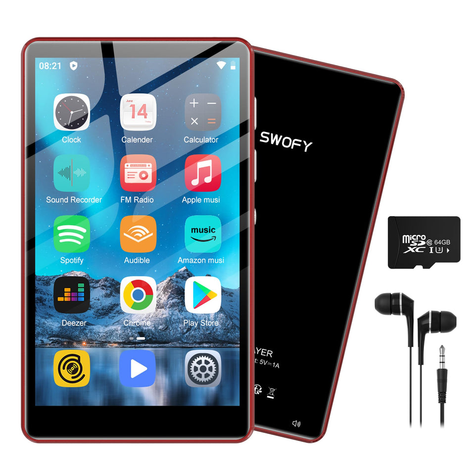 SWOFY M503 Pro front view with 80GB storage for offline listening.
