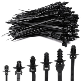 SWZHAI push-mount zip ties 120pc black for clean automotive wiring.