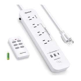 Syantek remote control power strip top view with USB ports for easy charging
