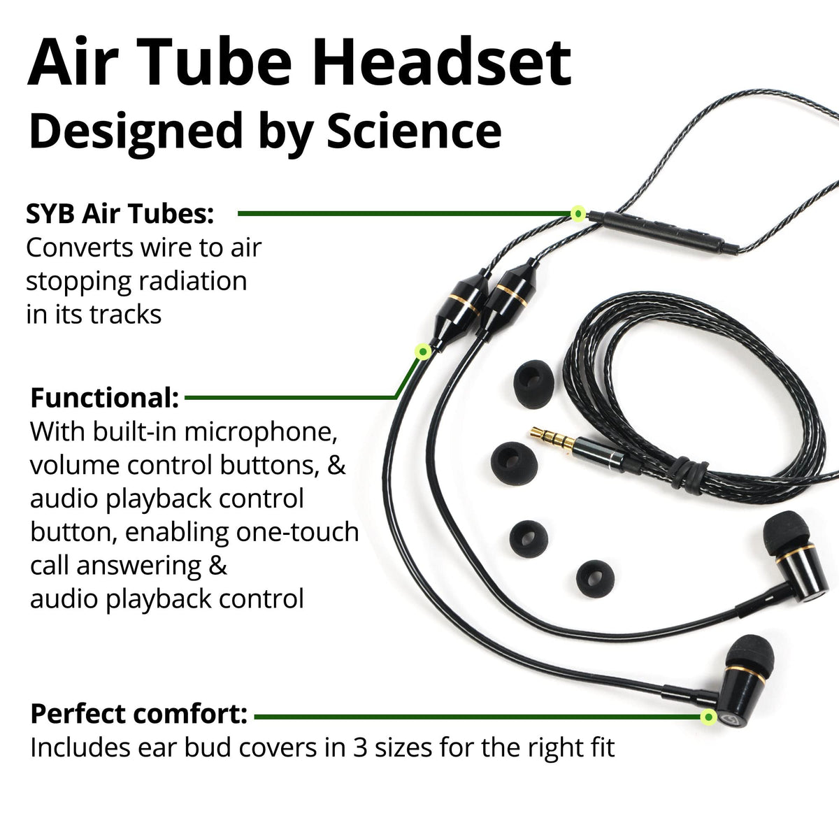 SYB earbud tips displayed in three sizes for a comfortable personalized fit
