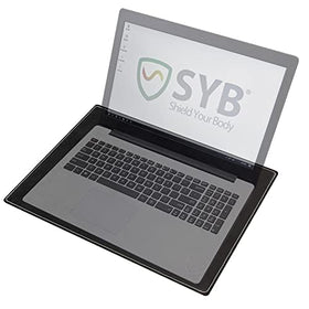 SYB laptop pad front view in jet black vegan leather for comfortable shielding
