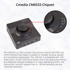 Syba SD-DAC63116 RCA outputs for rich stereo to amplifiers.