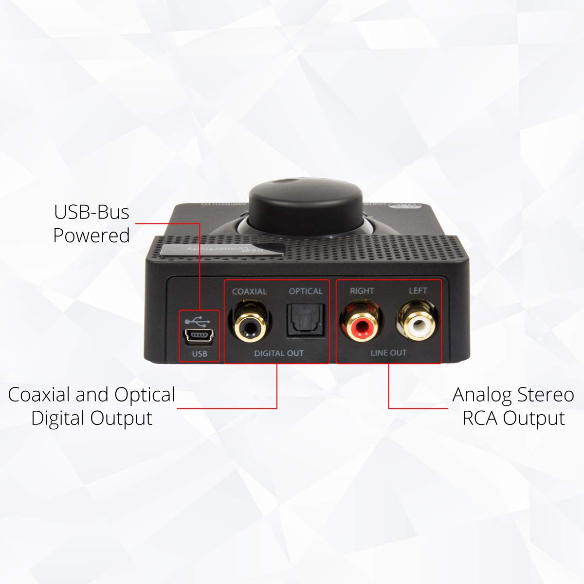 Syba SD-DAC63116 two-stage EQ controls tailor highs and lows.