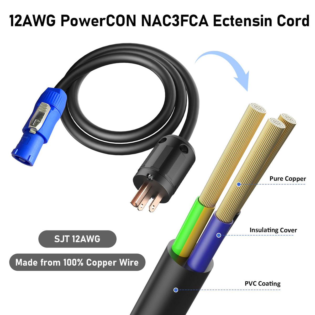 SYBECHATF 15ft cable beside ruler for scale, clarifies length and fit
