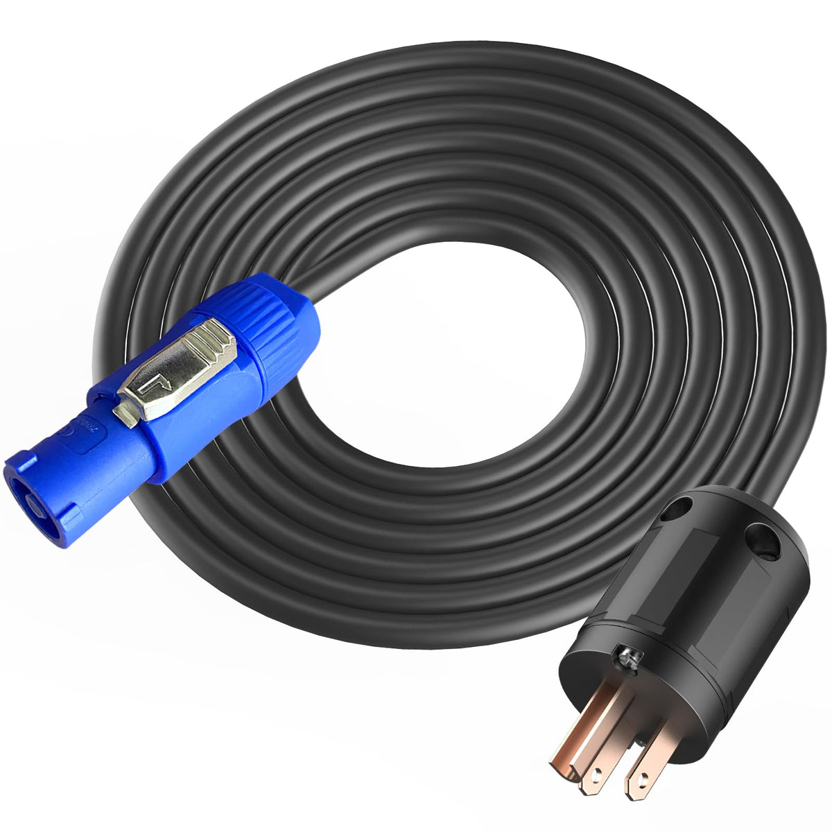 SYBECHATF PowerCON front connector showing secure twist-lock and quick connect benefit