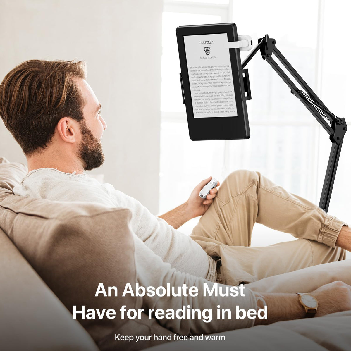 Sycelu PageTurner silent button enables quiet night reading.
