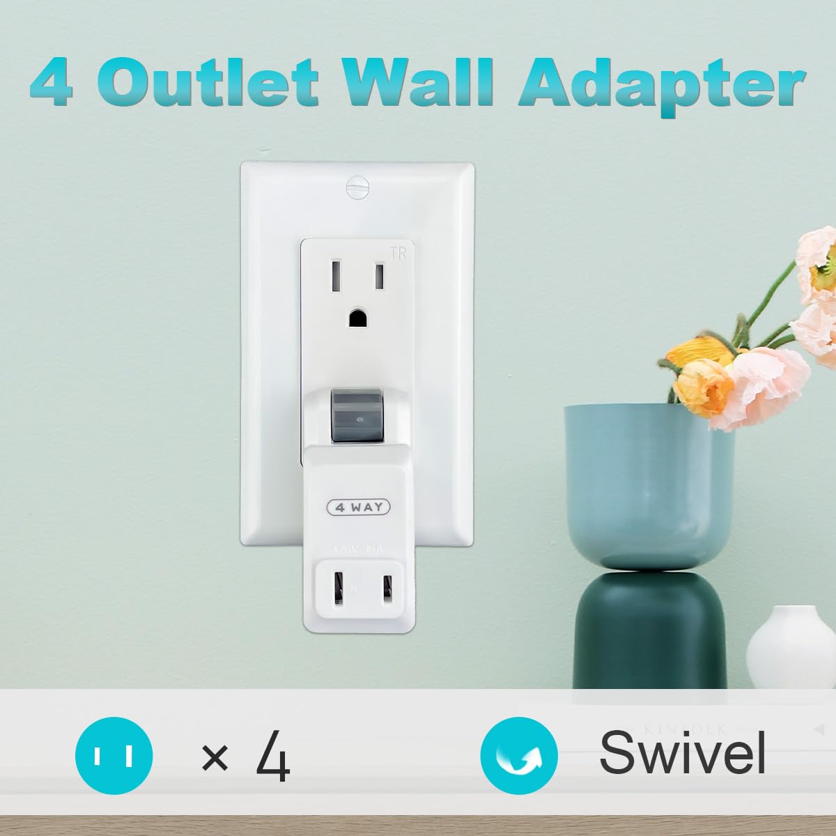 SYCON close-up of swivel mechanism demonstrating adjustable angle for easier plug access and cord routing