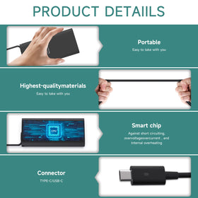 Syfrufo 90W USB-C charger includes cable and user manual for easy setup.