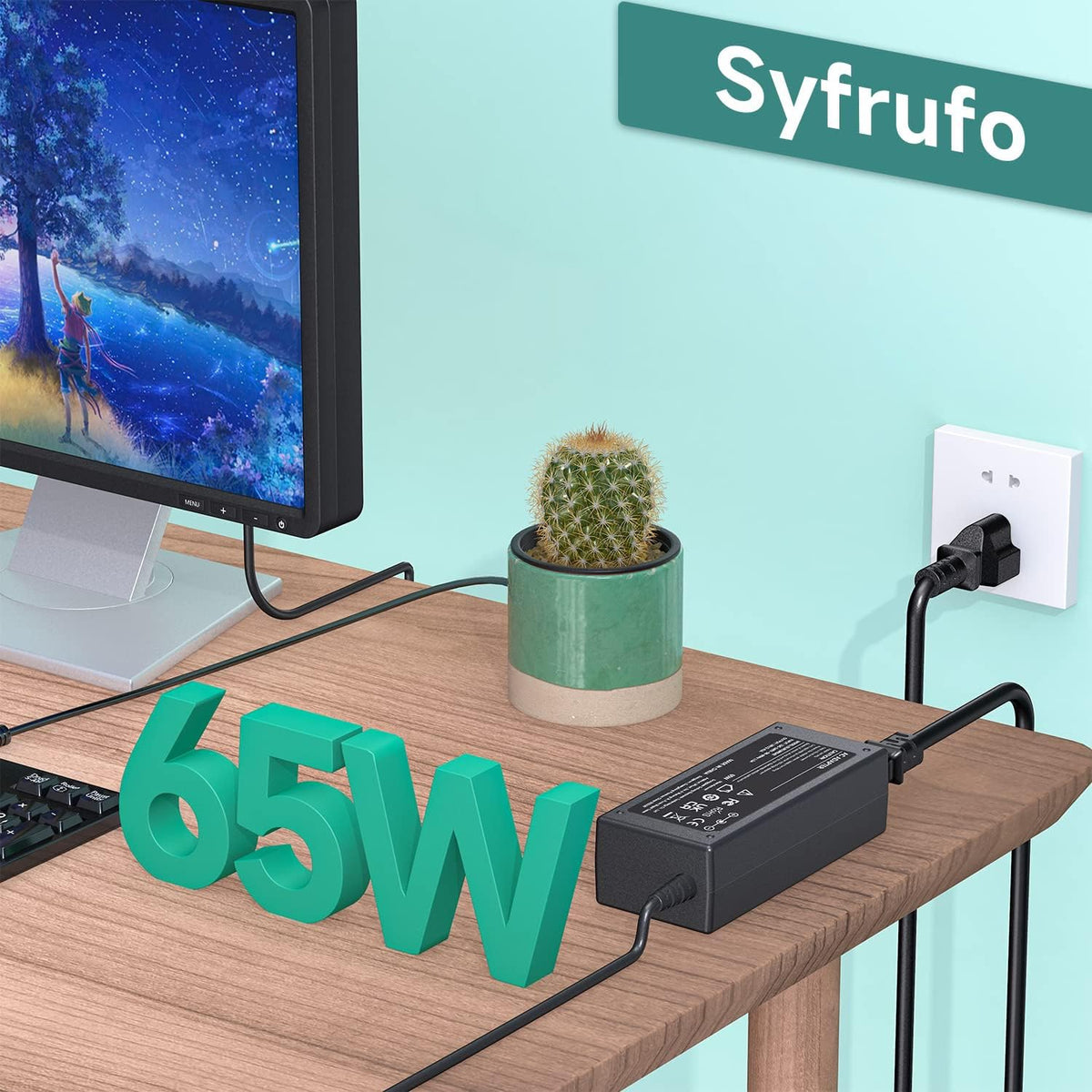 Syfrufo round barrel connector 5.5x2.5mm yellow tip clearly visible for fit verification