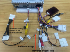 SYGAV adapter displays on the aftermarket head unit for a clearer rear view.