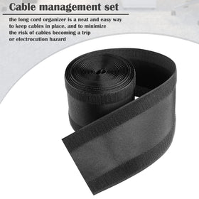 Syhood cord cover laid along a desk edge for organized office wires.