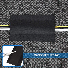 Unrolled 30-foot Syhood cord cover protects multiple cables across wider workspaces.