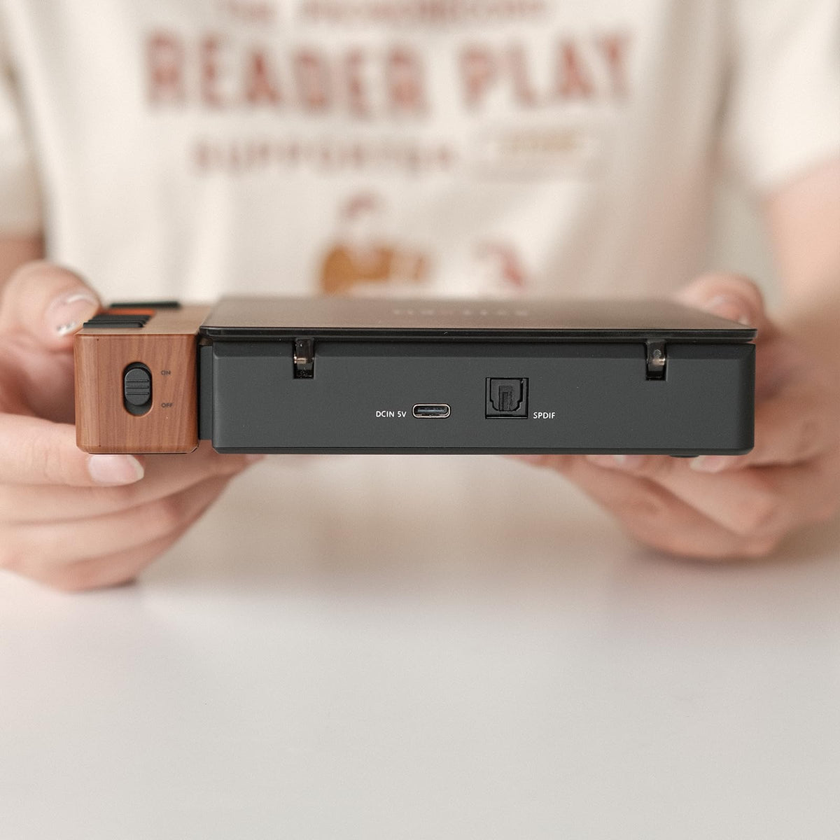 Syitren R300 CD-G function closeup shows lyric-capable playback potential.