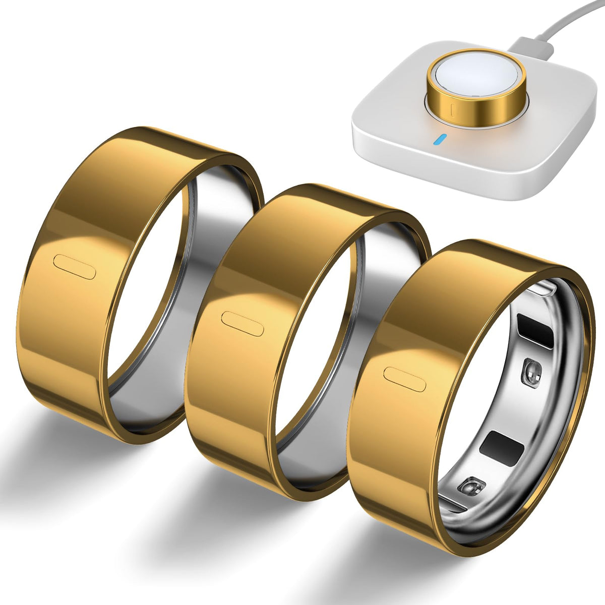 sylacor ring cover on Oura Ring Gen 4 in gold protects against scratches with a sleek finish.