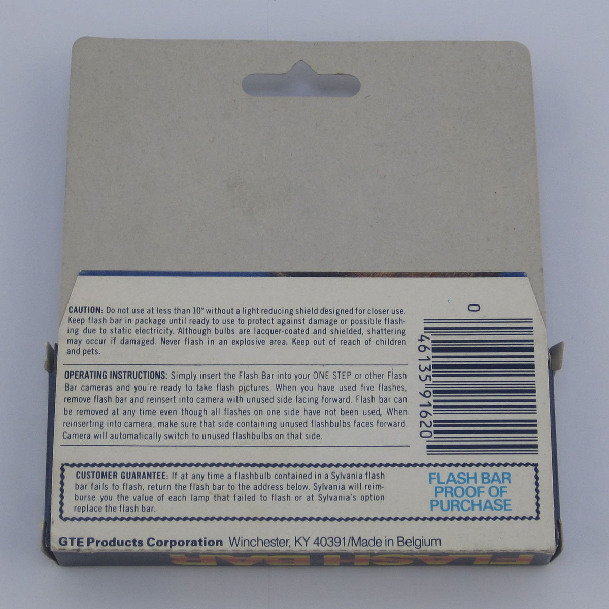 SYLVANIA Blue Dot Flashbar packaging shot showing Polaroid compatibility and compact design