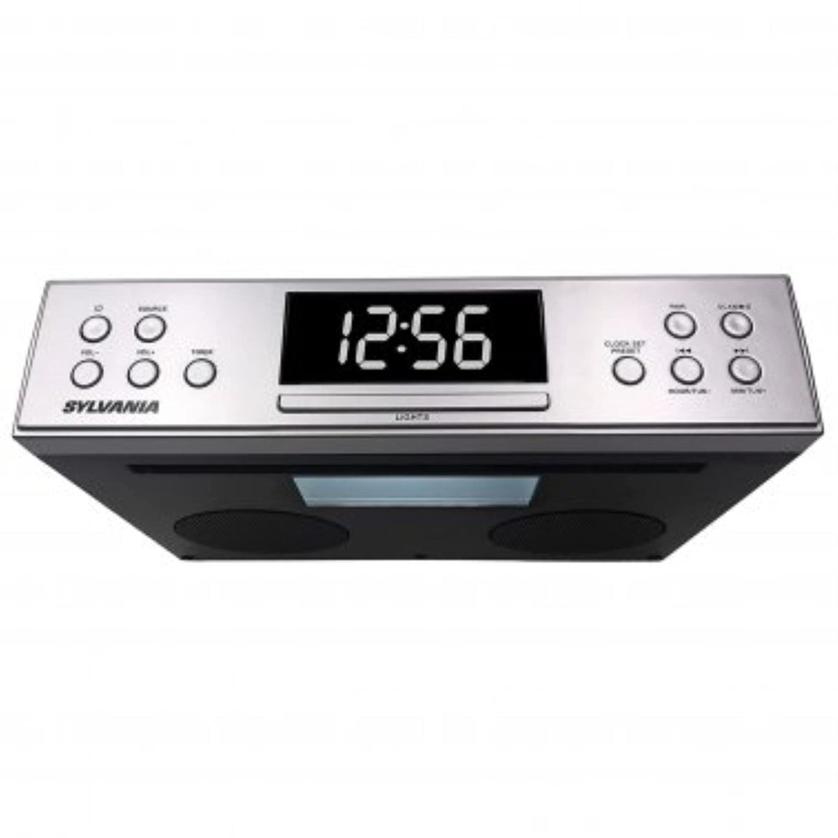 SYLVANIA PROSCAN mounted under kitchen cabinet demonstrating space-saving music setup