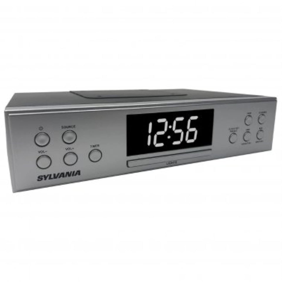 SYLVANIA PROSCAN front view showing slim silver design and controls for tidy installation