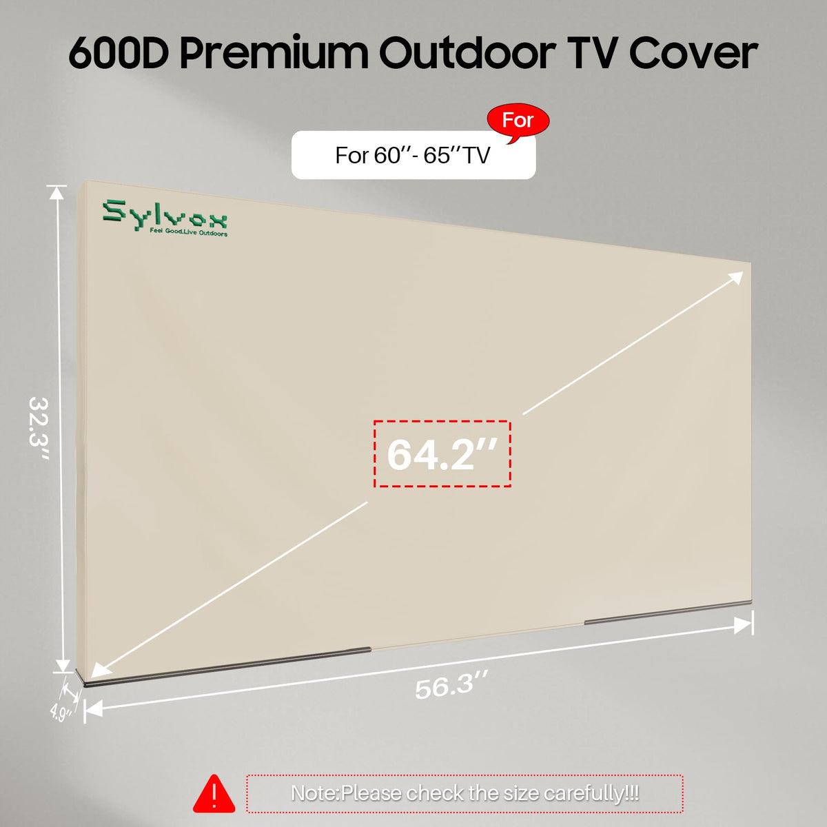 SYLVOX 600D Oxford fabric cover shields the TV from sun and rain.