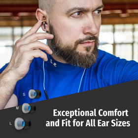 Symphonized earbuds worn in ear demonstrating snug fit and improved noise isolation