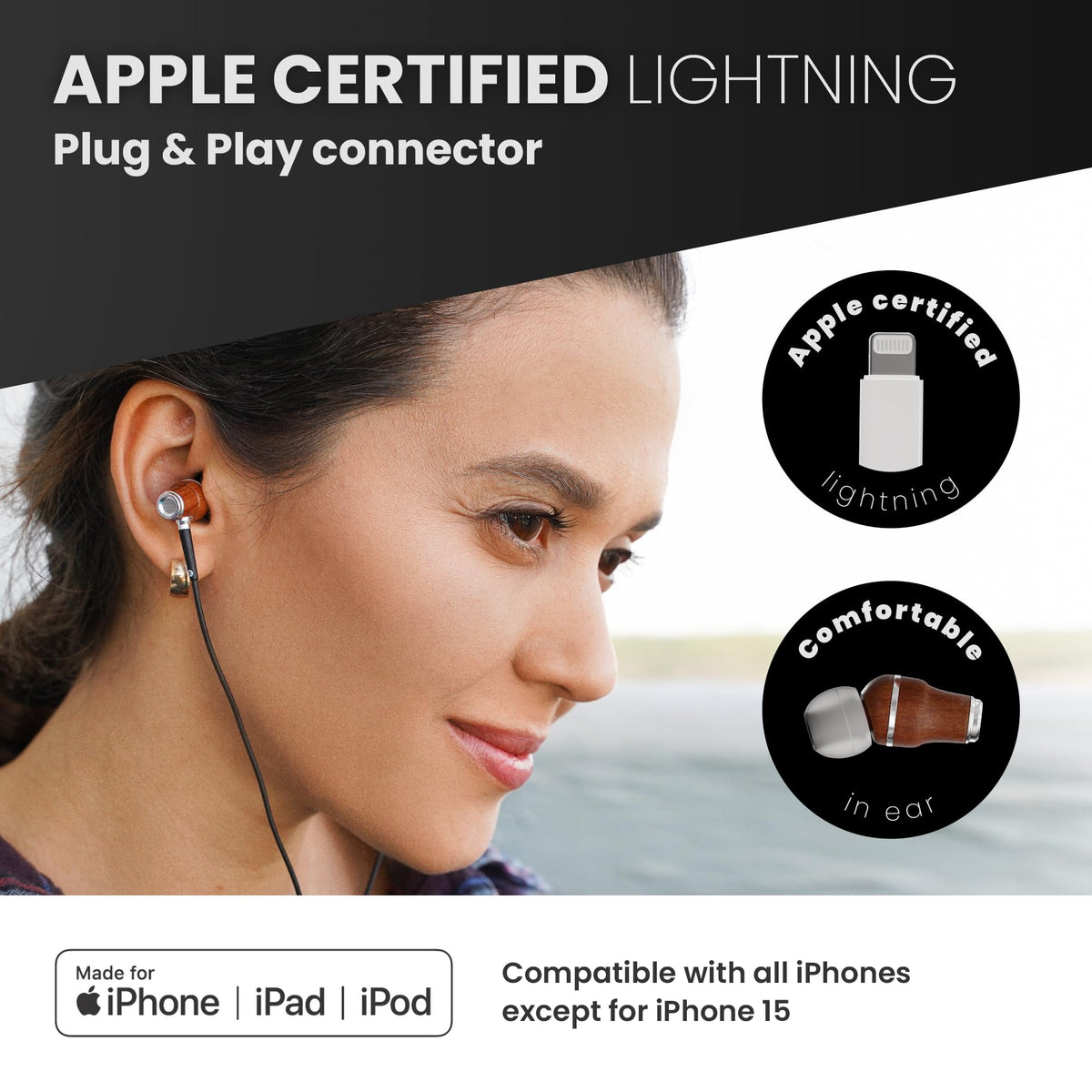 Symphonized earbuds in ear lifestyle shot demonstrating noise isolation and secure fit