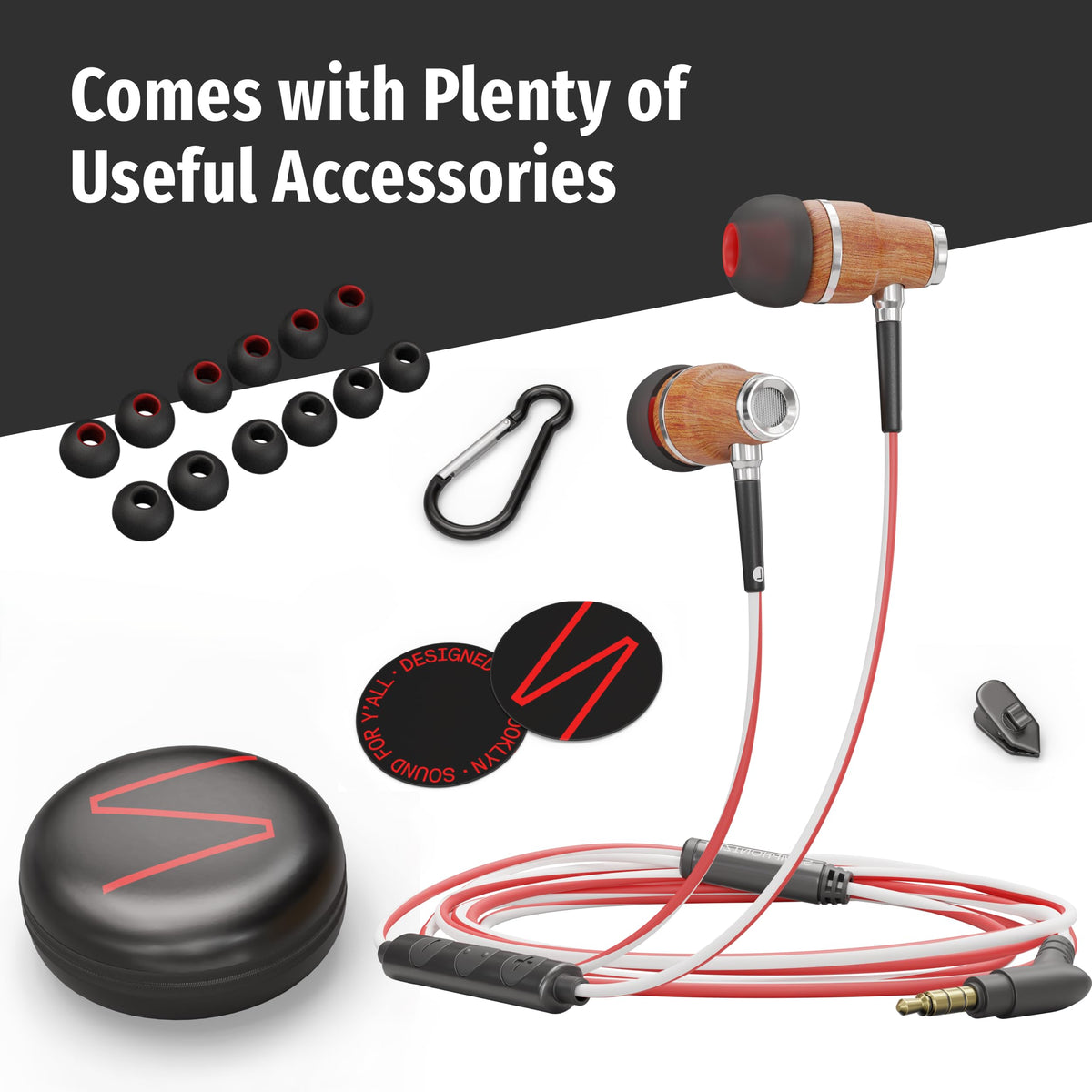 Symphonized 3.5mm plug next to coin showing compact scale and universal compatibility