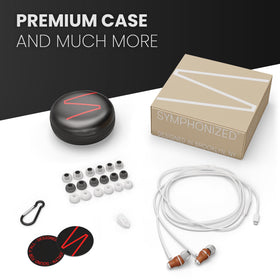 Symphonized travel case and accessories organized with ear tips and carabiner for protection