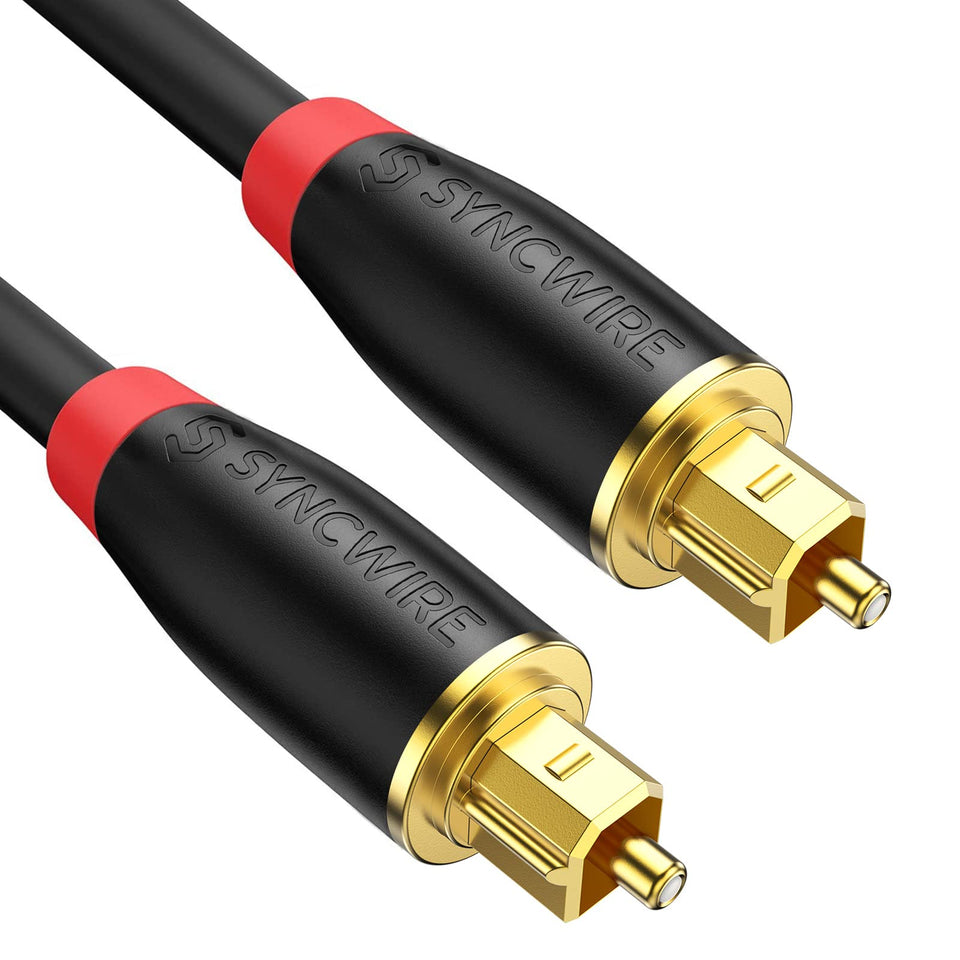 Syncwire digital optical cable ends with Toslink connectors for high quality audio