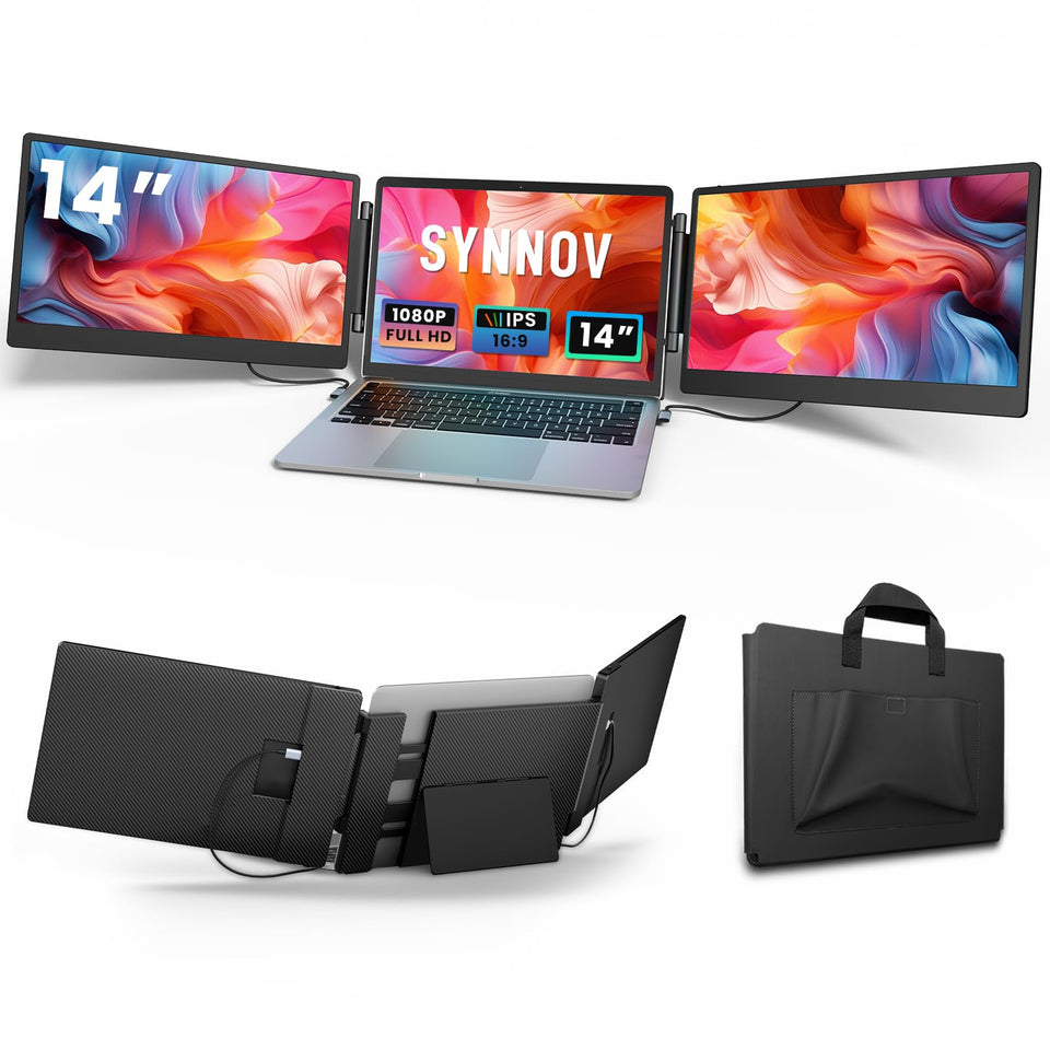 Synnov laptop screen extender triple display setup for seamless multitasking