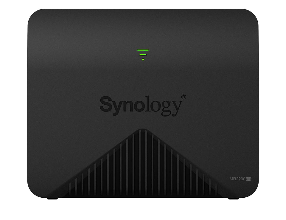 Synology MR2200ac router front view demonstrates mesh coverage and seamless roaming.