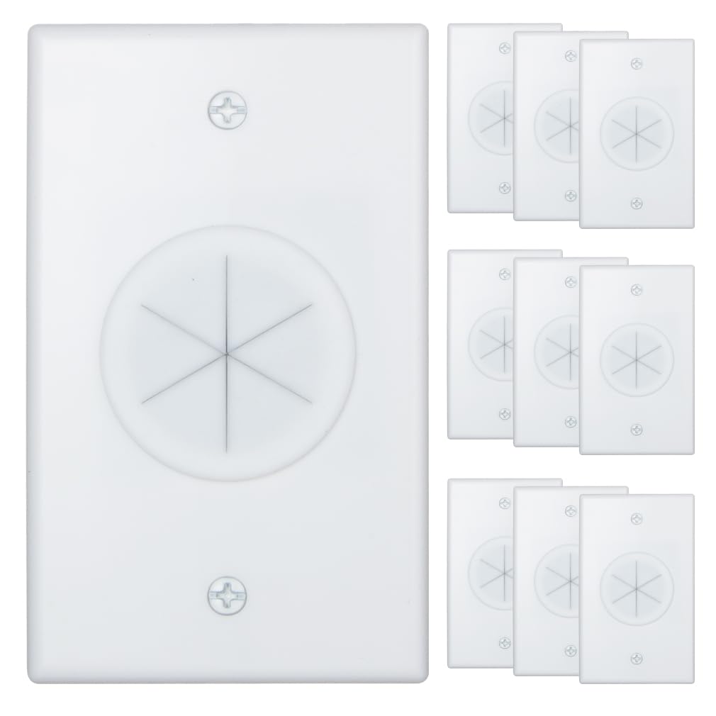 Syunko cable wall plate in-wall setup hides clutter behind the TV.